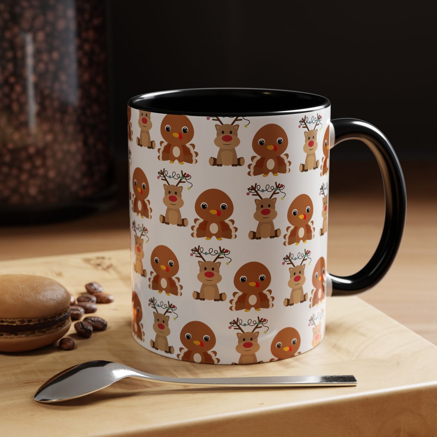 Happy Friendsgivingmas Reindeer & Turkey Accent Coffee Mug
