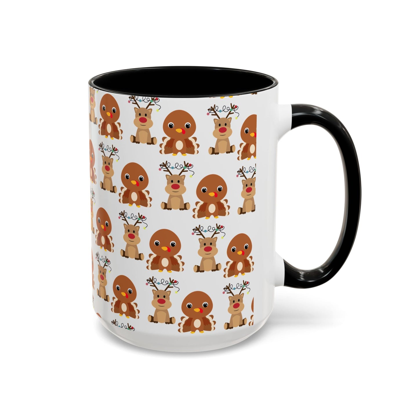 Happy Friendsgivingmas Reindeer & Turkey Accent Coffee Mug