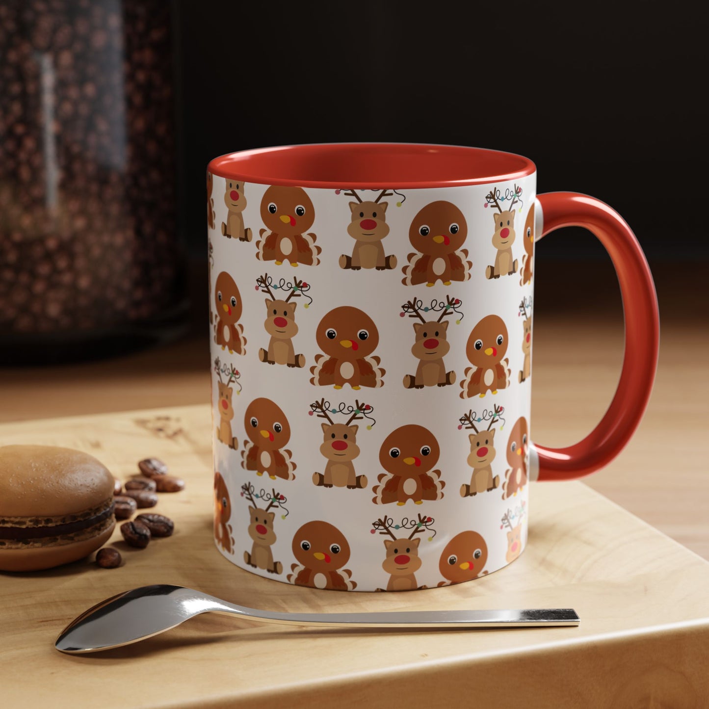 Happy Friendsgivingmas Reindeer & Turkey Accent Coffee Mug