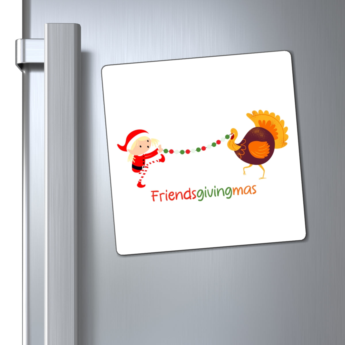 Happy Friendsgivingmas Elf & Turkey Magnet