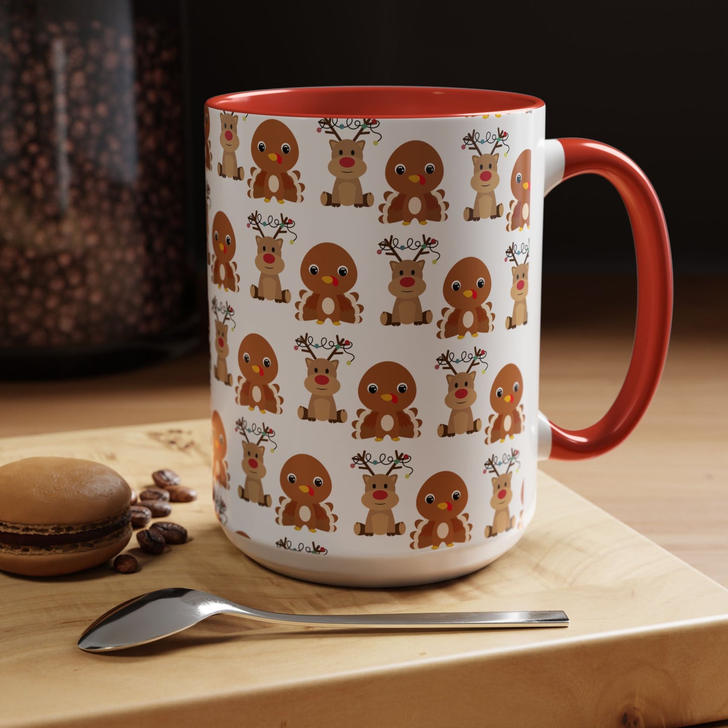 Happy Friendsgivingmas Reindeer & Turkey Accent Coffee Mug