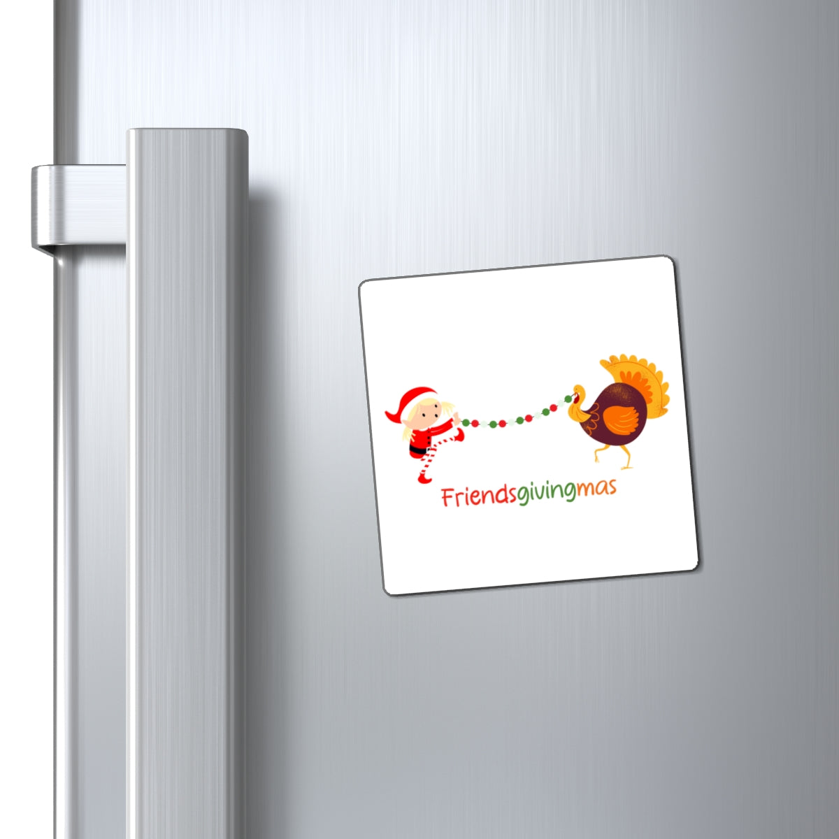 Happy Friendsgivingmas Elf & Turkey Magnet