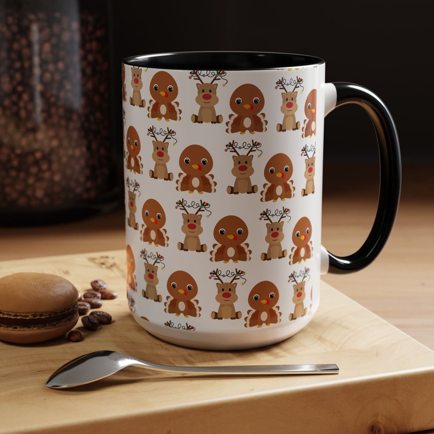 Happy Friendsgivingmas Reindeer & Turkey Accent Coffee Mug