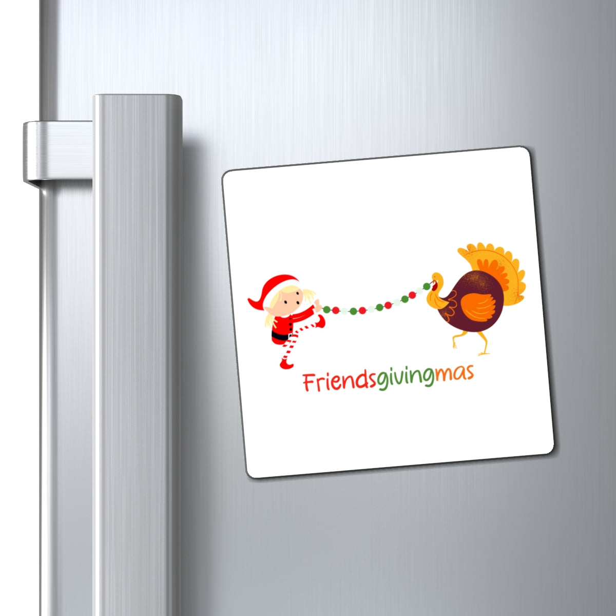 Happy Friendsgivingmas Elf & Turkey Magnet