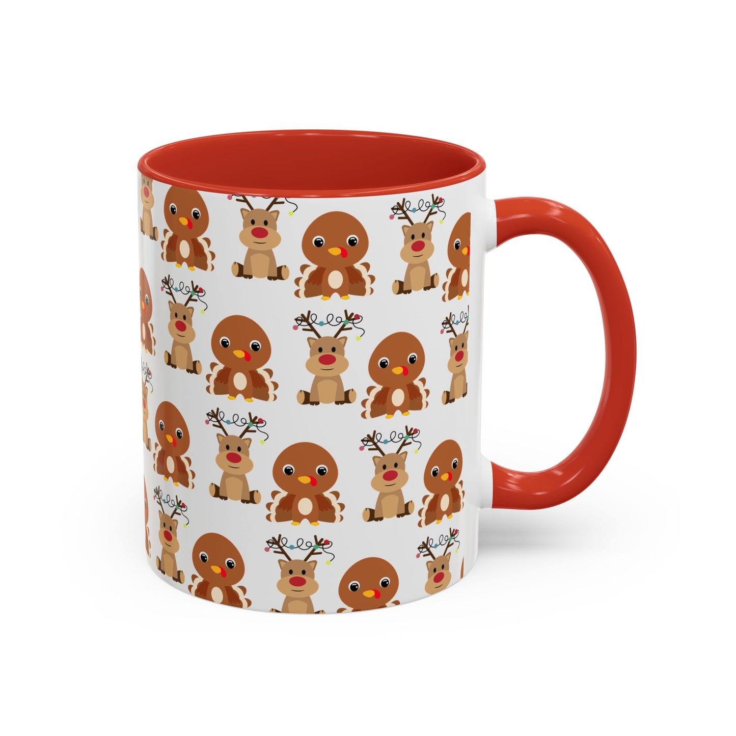 Happy Friendsgivingmas Reindeer & Turkey Accent Coffee Mug