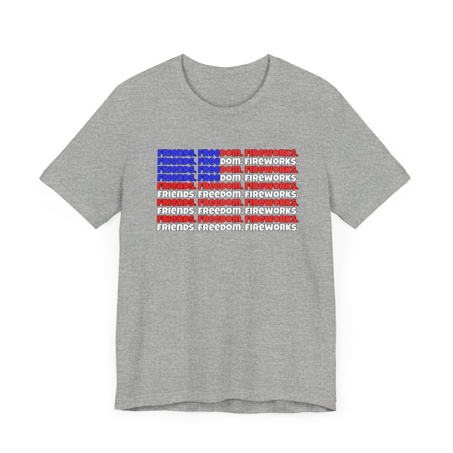 Friends, Freedom, Fireworks Unisex Jersey Short Sleeve Tee - Word Flag