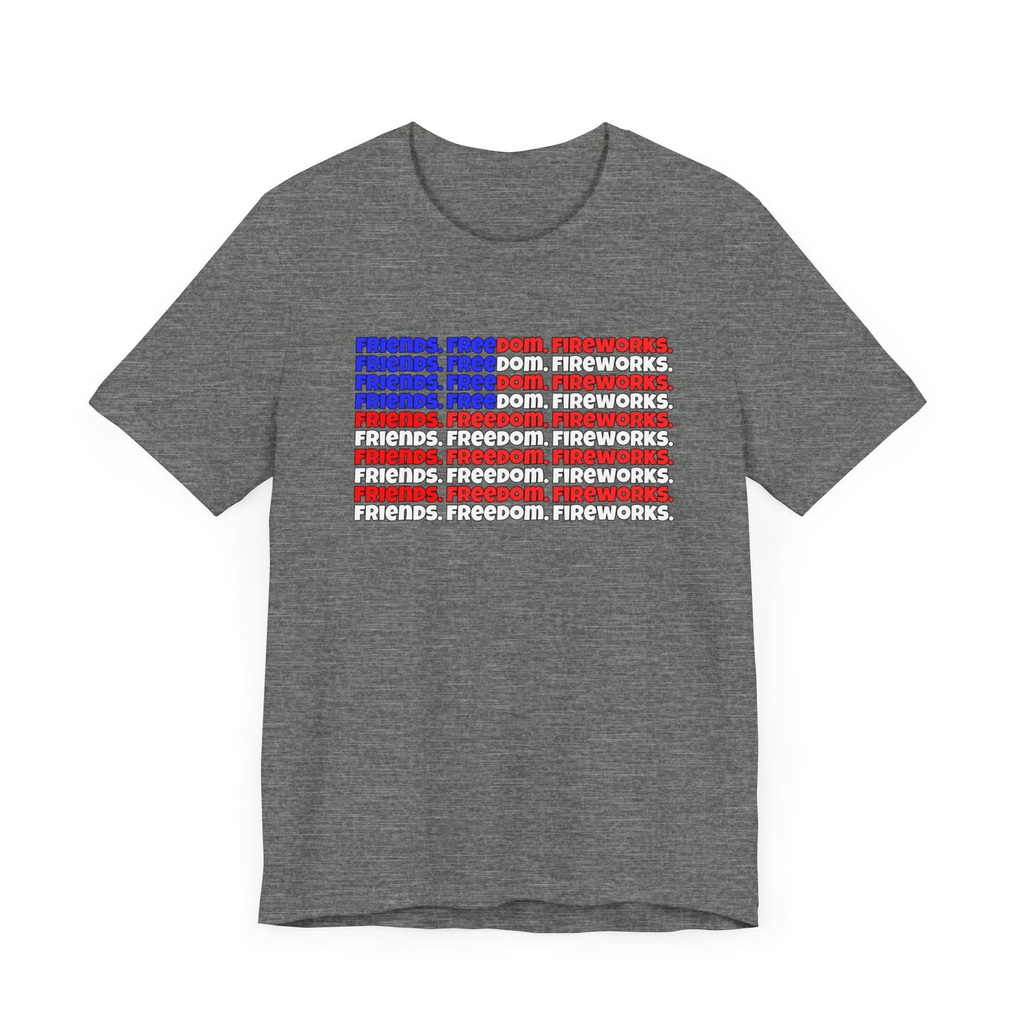 Friends, Freedom, Fireworks Unisex Jersey Short Sleeve Tee - Word Flag
