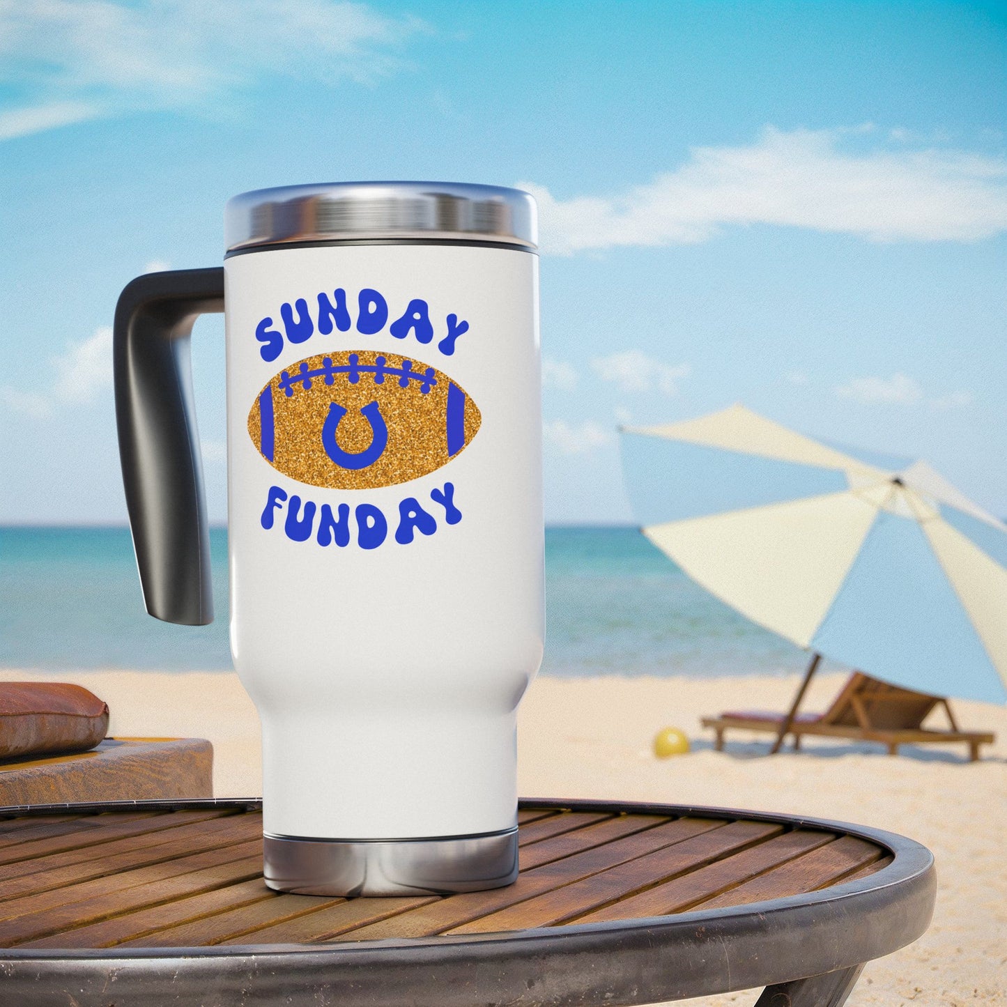 Indianapolis Football Horseshoe Travel Mug, 14oz