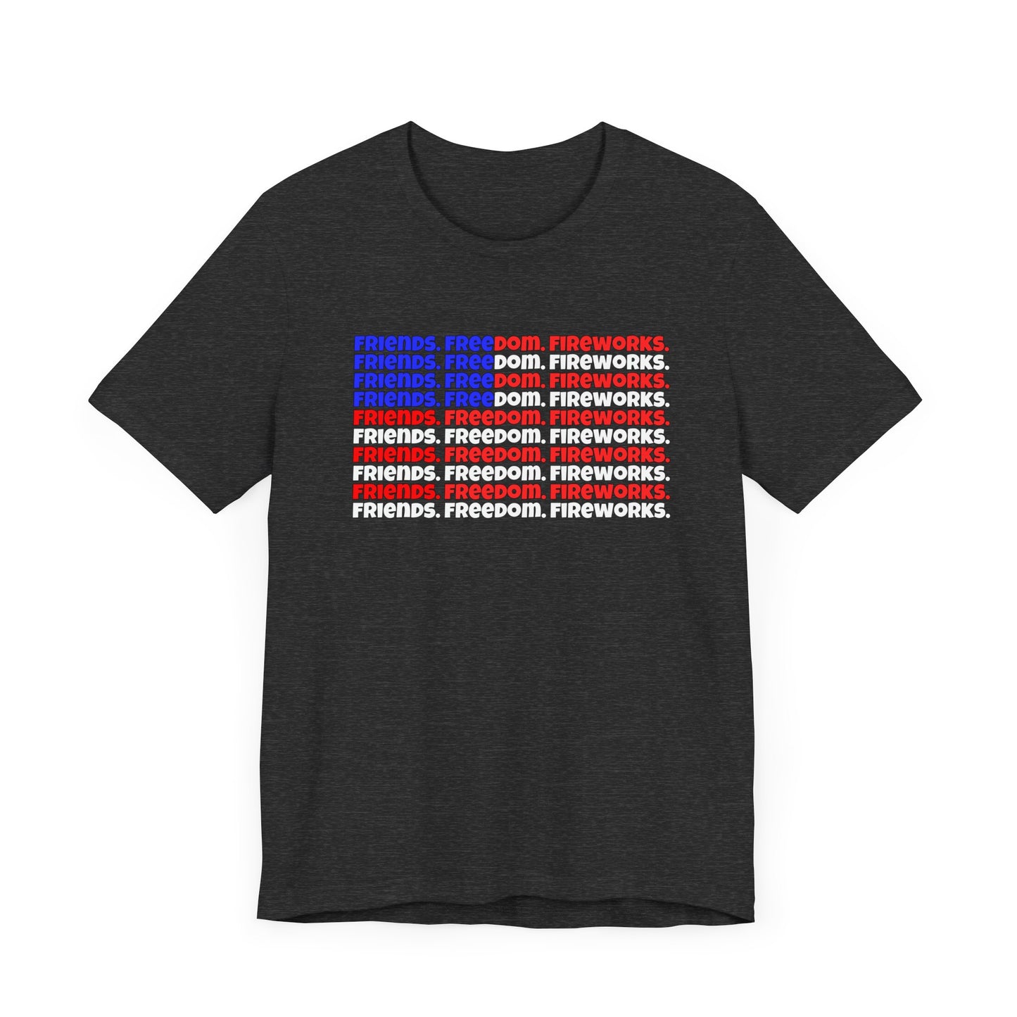 Friends, Freedom, Fireworks Unisex Jersey Short Sleeve Tee - Word Flag